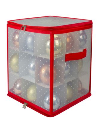 12" Transparent Zip Up Christmas Storage Box, Holds 27 Ornaments