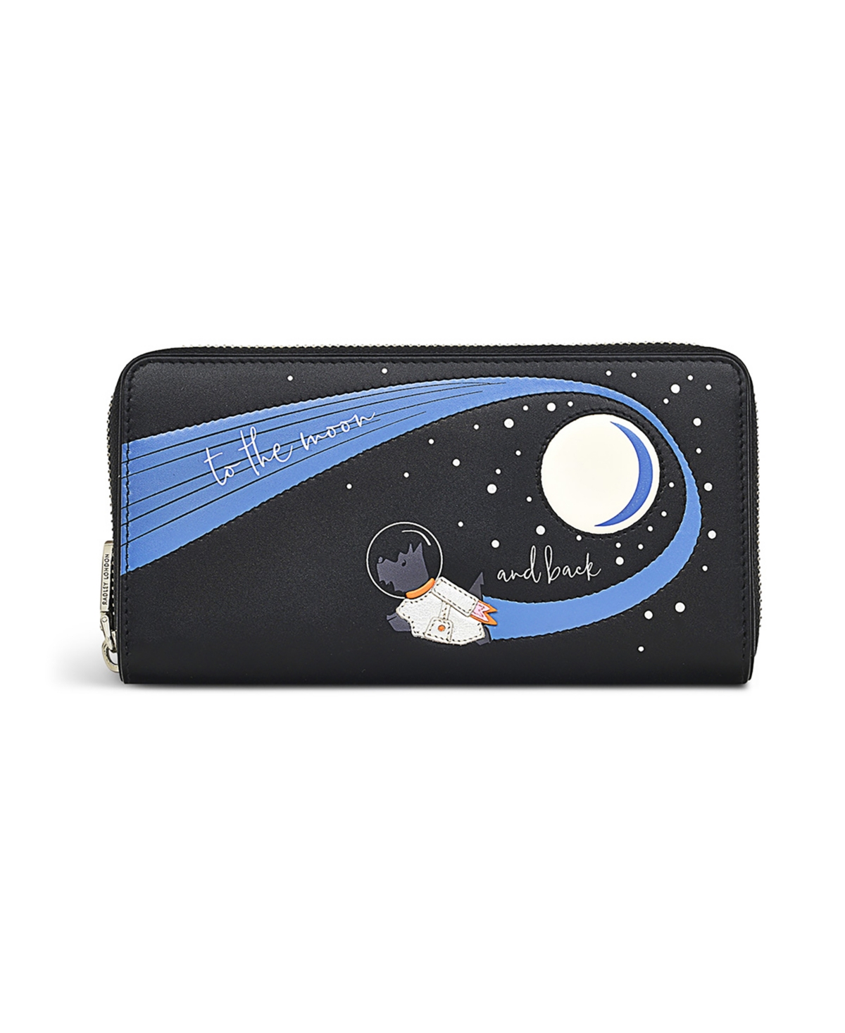 To The Moon and Back Mini Leather Zip Around Wallet - Black