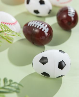 48 Pack 2.25" H Easter Plastic Fillable Sports Eggs, 12 of Each Basketball, Football, Baseball, Soccer