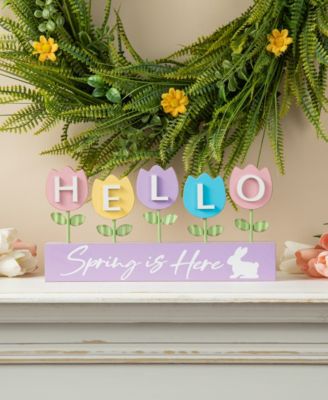 12" L Easter Wooden and Metal Tulips Table Decor