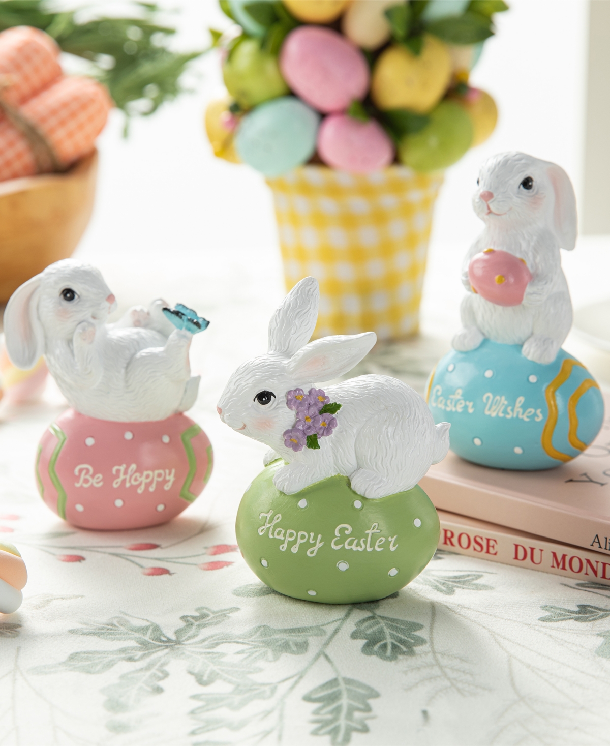 Glitzhome 4.5" H Easter Resin Bunny Table Decor, Set Of 3 In Multi