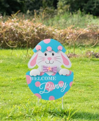 24" H Easter Metal Bunny Egg Yard Stake