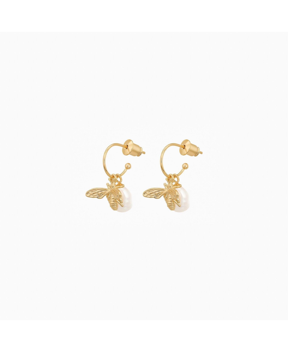 Bee Cultured Pearl Earrings - Yellow gold