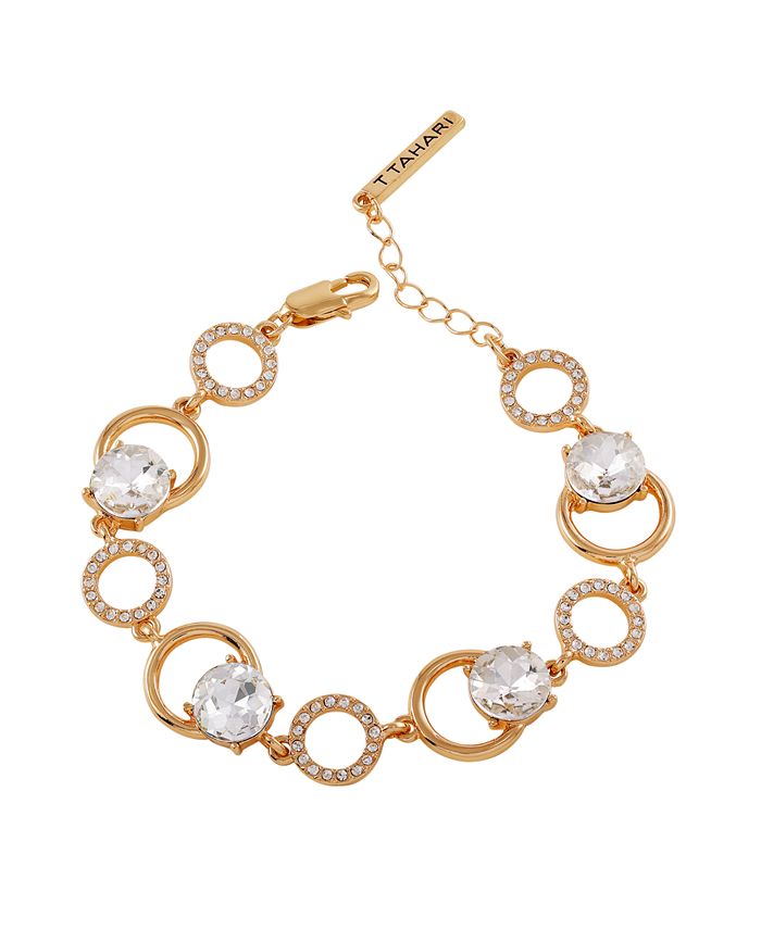 T Tahari Gold Tone Clear Glass Stone Line Bracelet Macy s
