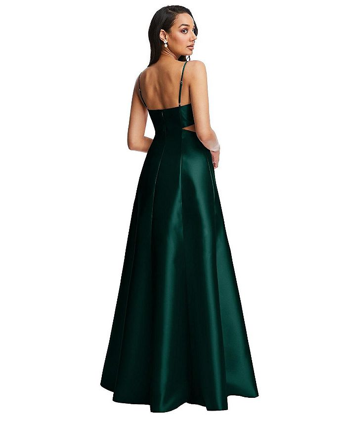Alfred Sung Womens Open Neckline Cutout Satin Twill A-Line Gown with ...