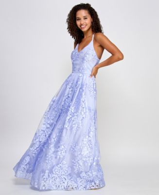 BCX Juniors' Floral Embroidered Gown, Created for Macy's - Macy's