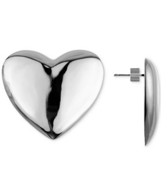 Oma The Label Vintage Heart Statement Stud Earrings - Silver Tone 130$