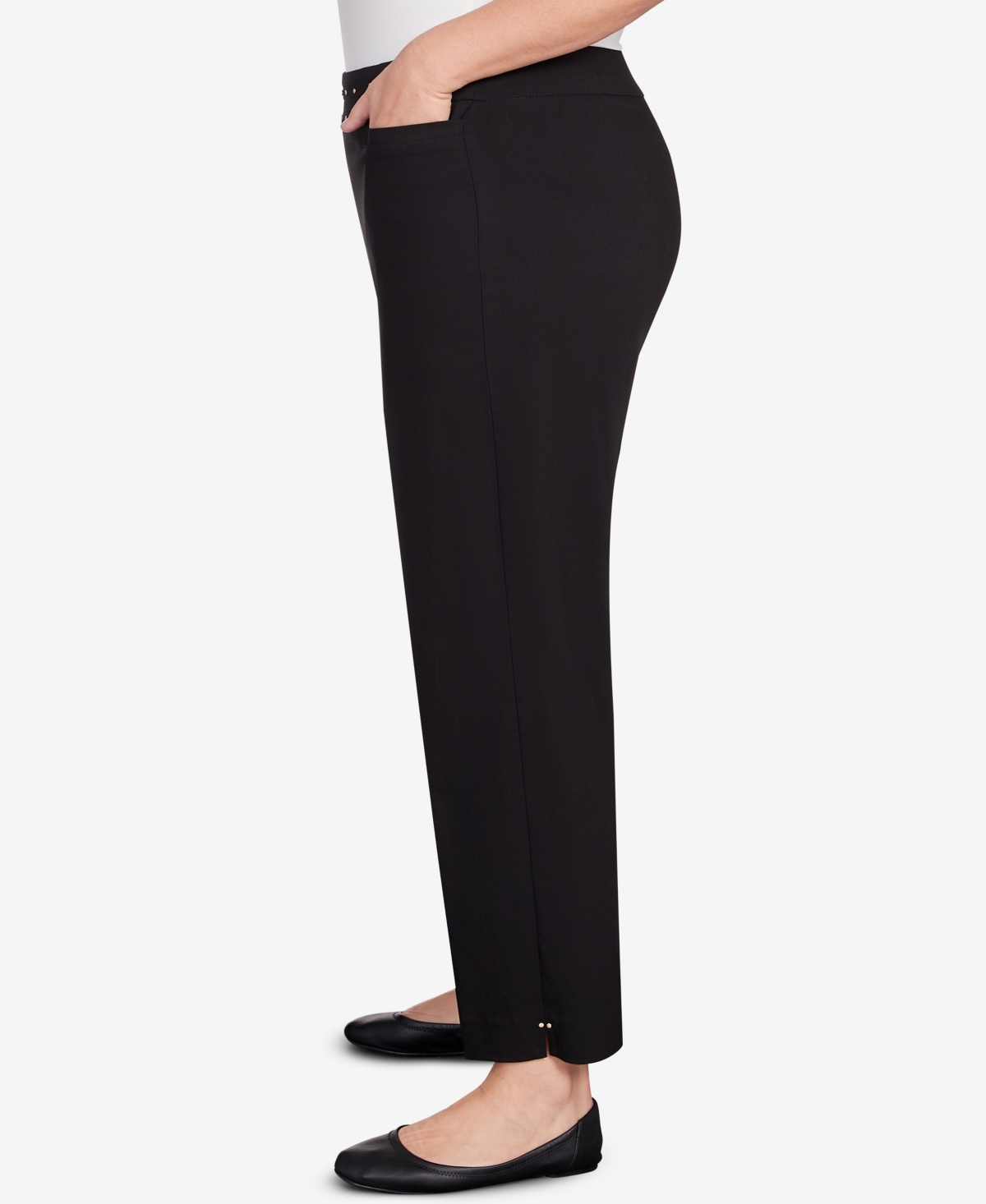 Alfred Dunner Plus Size Neutral Territory Embellished Waist Short Length Pants