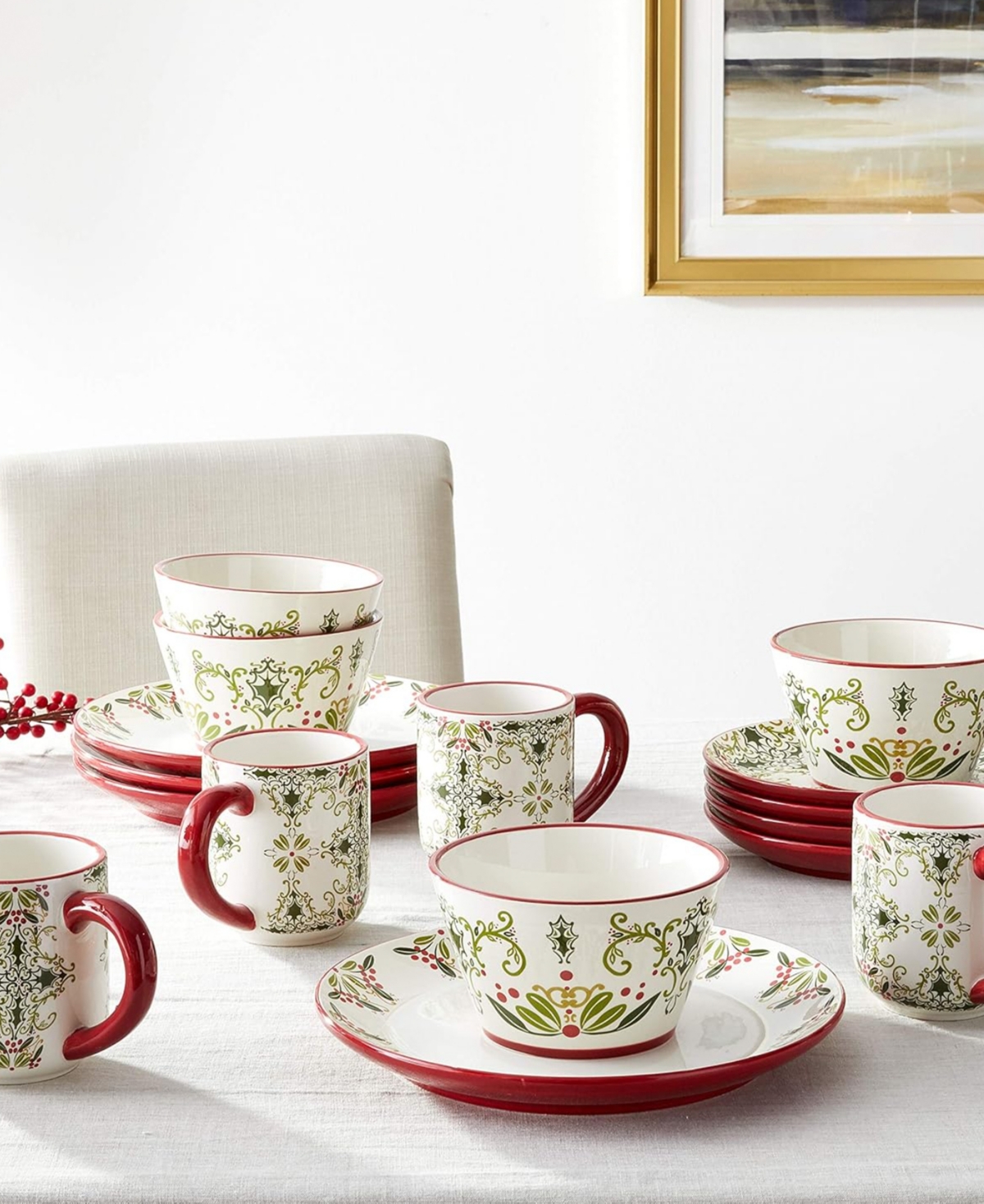 American Atelier Jay Import Bargello Set Of 6 Holiday Dinner Plates In Multi
