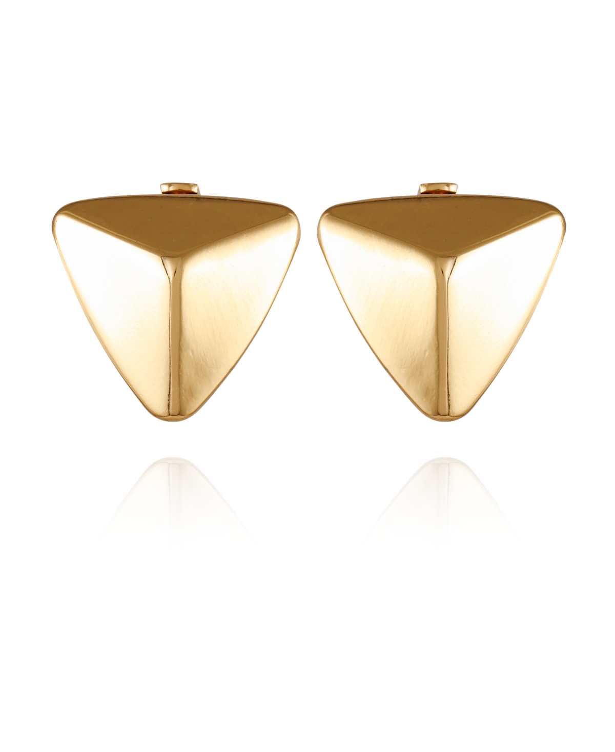 Gold-Tone Pyramid Clip On Earrings - Gold