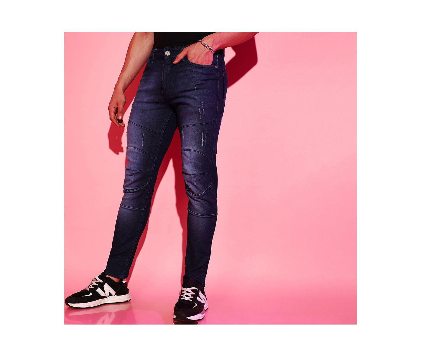 Мужские джинсы Campus Sutra Navy Blue Dark-Wash Denim Jeans, цвет: Тёмно-синий — фото 2
