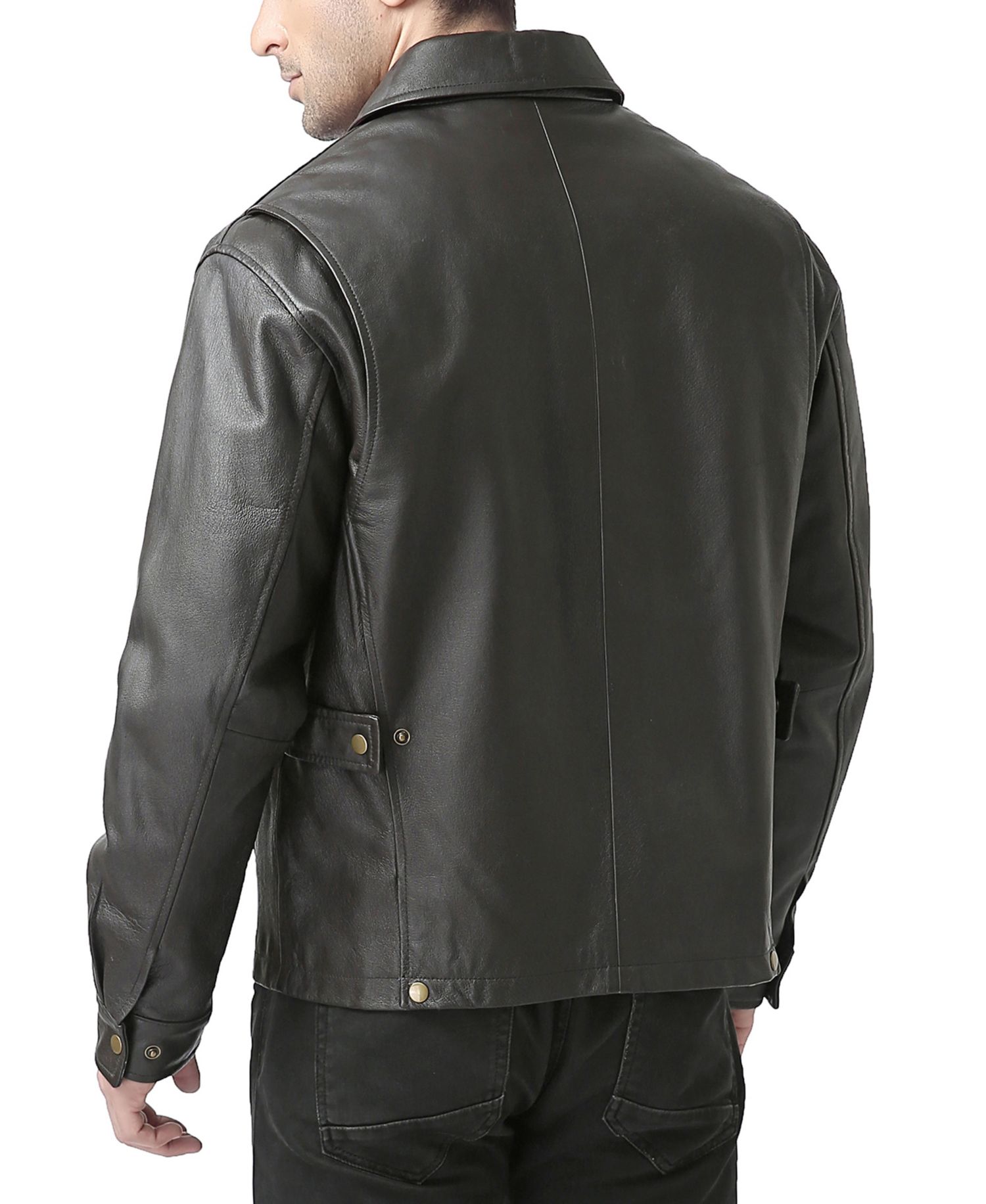 Big & Tall Greg Open Bottom Zip Front Leather Jacket