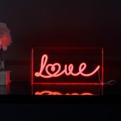 Love Contemporary Glam Acrylic Box USB Operated LED Neon Light