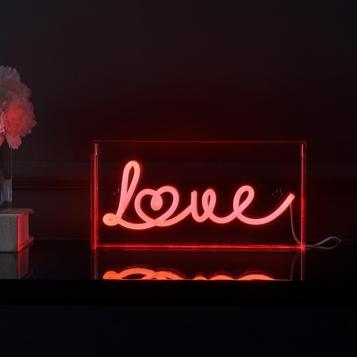 Jonathan Y Love Contemporary Glam Acrylic Box Usb Operated Led Neon Light