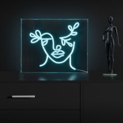 Teary Face Contemporary Glam Acrylic Box USB Operated LED Neon Light