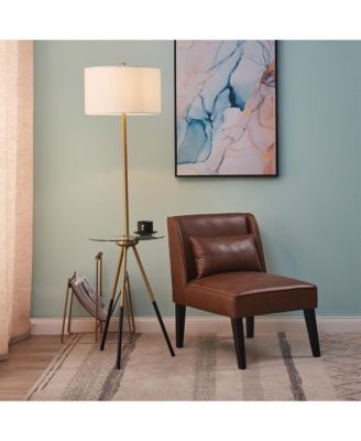 Team son Home Myra Floor Lamp with Glass Table and Built-In USB, Gold