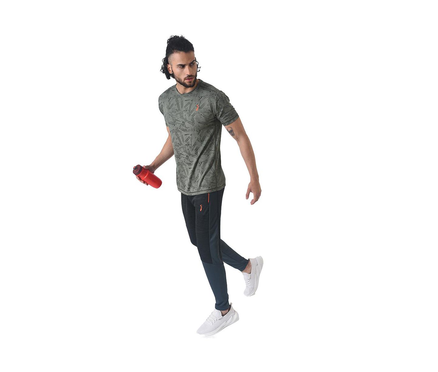 Мужская футболка Cahoot Olive Green Abstract Activewear, цвет: Оливковый зелёный — фото 3