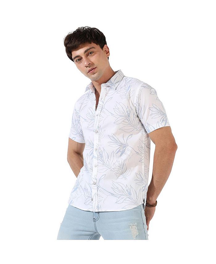 Campus Sutra Men's White Printed Regular Fit Casual Shirt - Macy's