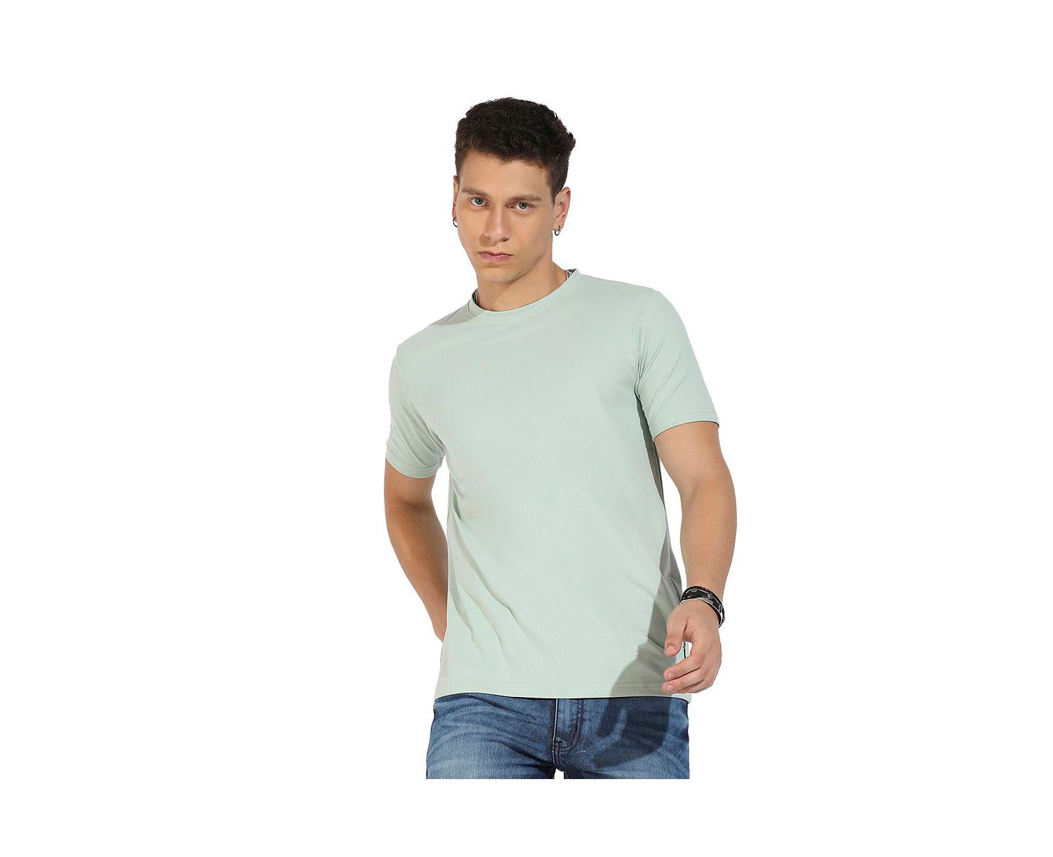 Men's Sage Green Basic Regular Fit T-Shirt