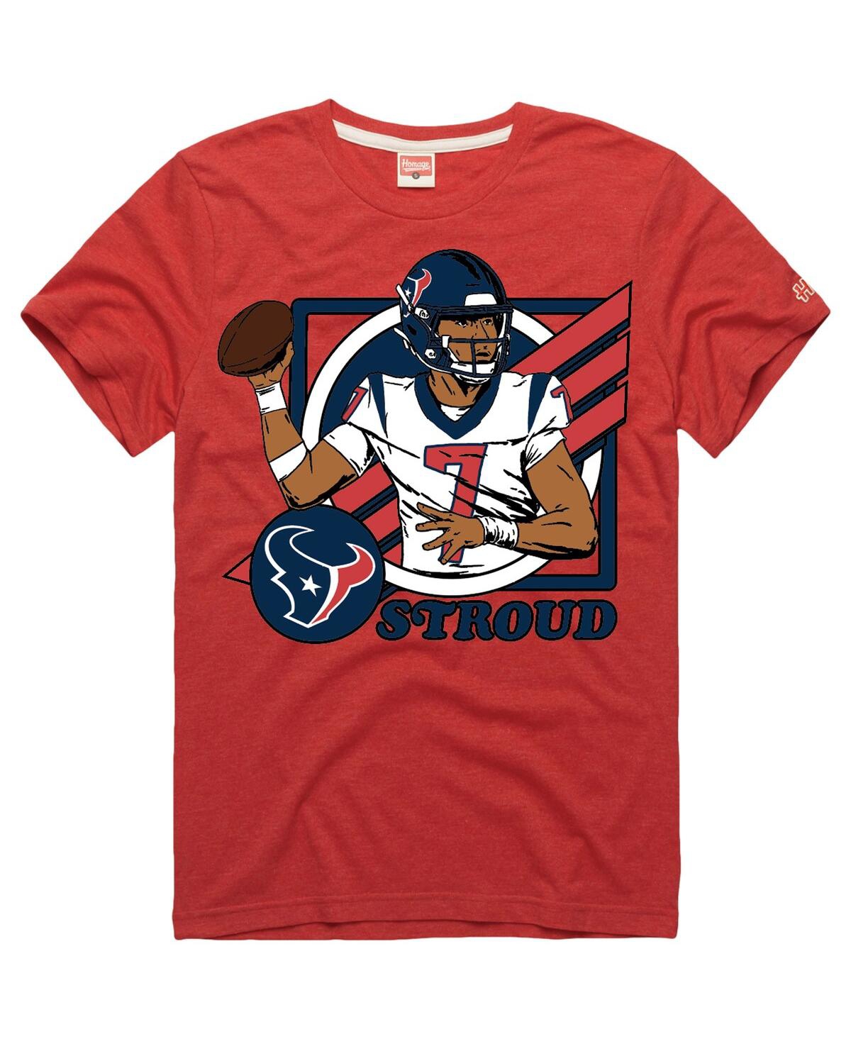 Men's Homage C.j. Stroud Red Houston Texans 2023 Nfl Draft First Round Pick Caricature Tri-Blend T-shirt - Red