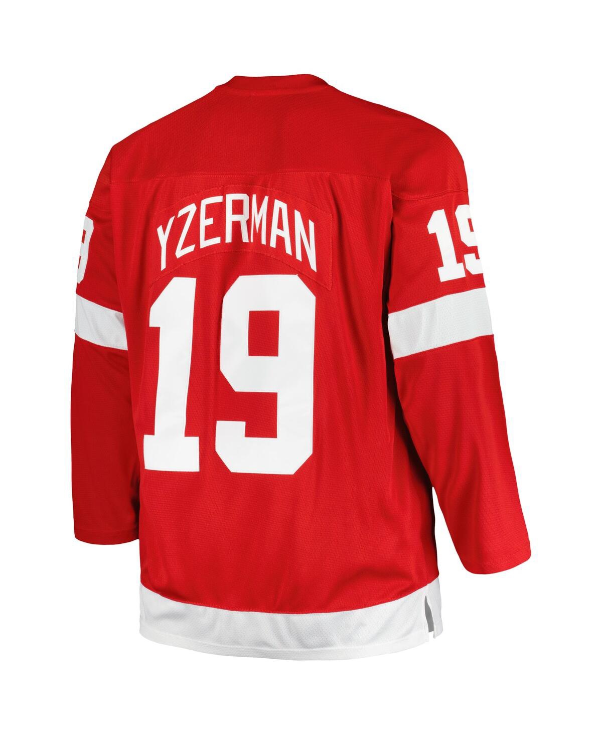 Men's Mitchell & Ness Steve YzermanDetroitWings Big and Tall Captain Patch Blue Line Player Jersey - Red