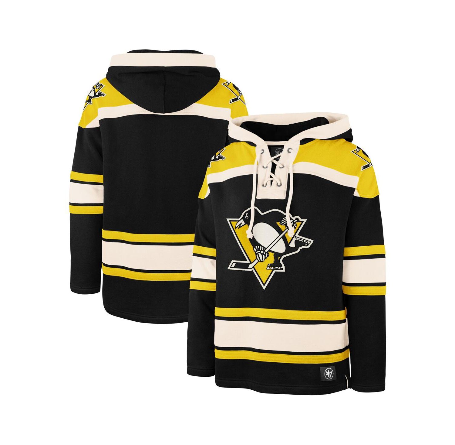 Men's Black Pittsburgh Penguins Big and Tall Superior Lacer Pullover Hoodie