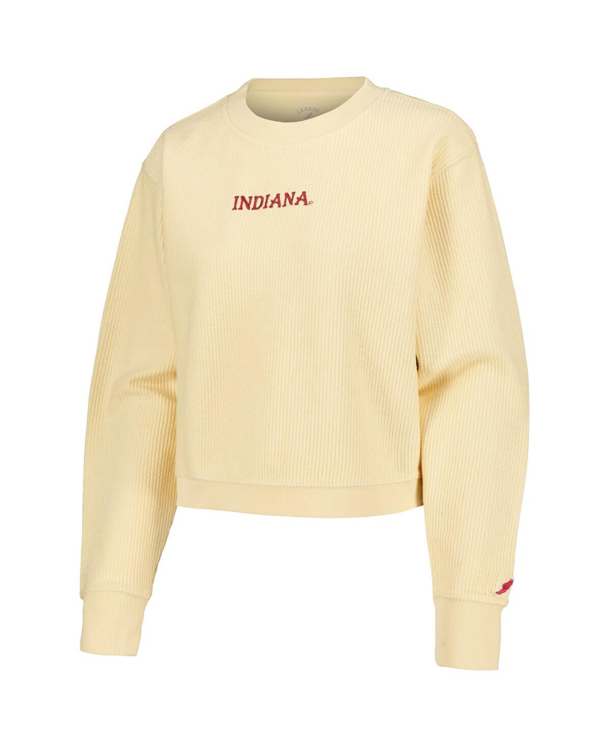 League Collegiate Wear Cream Indiana Hoosiers Timber Cropped Pullover Sweatshirt In Cream