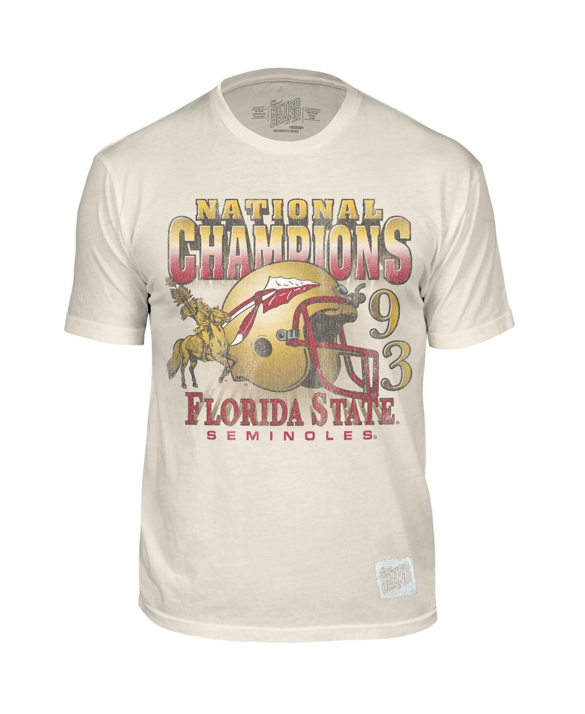 Shop Retro Brand Men's Original  Cream Distressed Florida State Seminoles Retro T-shirt