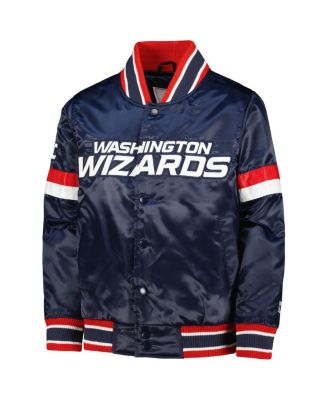 Big Boys Navy Washington Wizards Home Game Varsity Satin Full-Snap Jacket