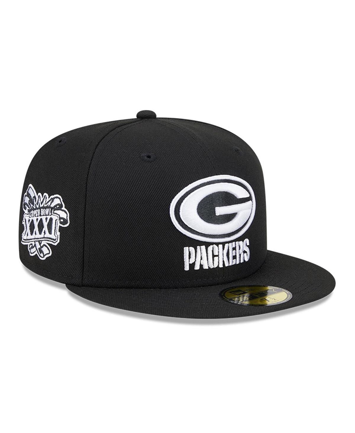 Men's New Era Black Green Bay Packers Main Patch 59FIFTY Fitted Hat