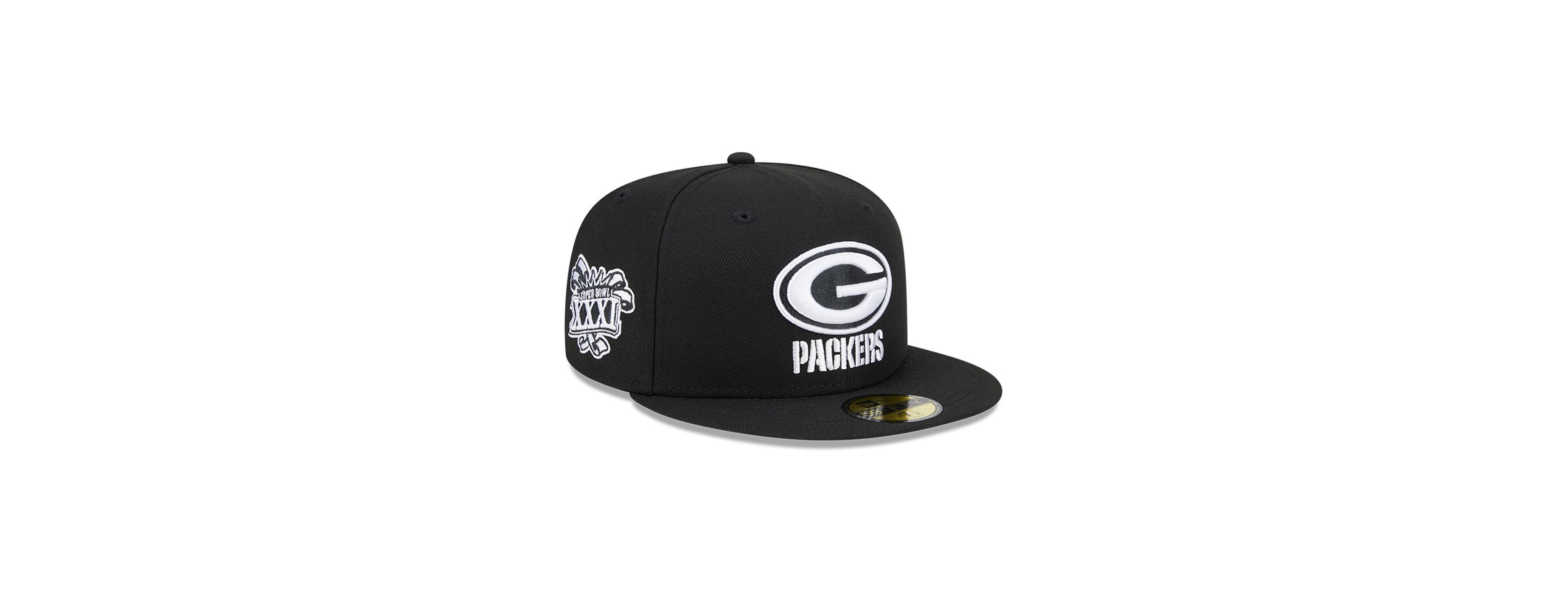 Men's New Era Black Green Bay Packers Main Patch 59FIFTY Fitted Hat