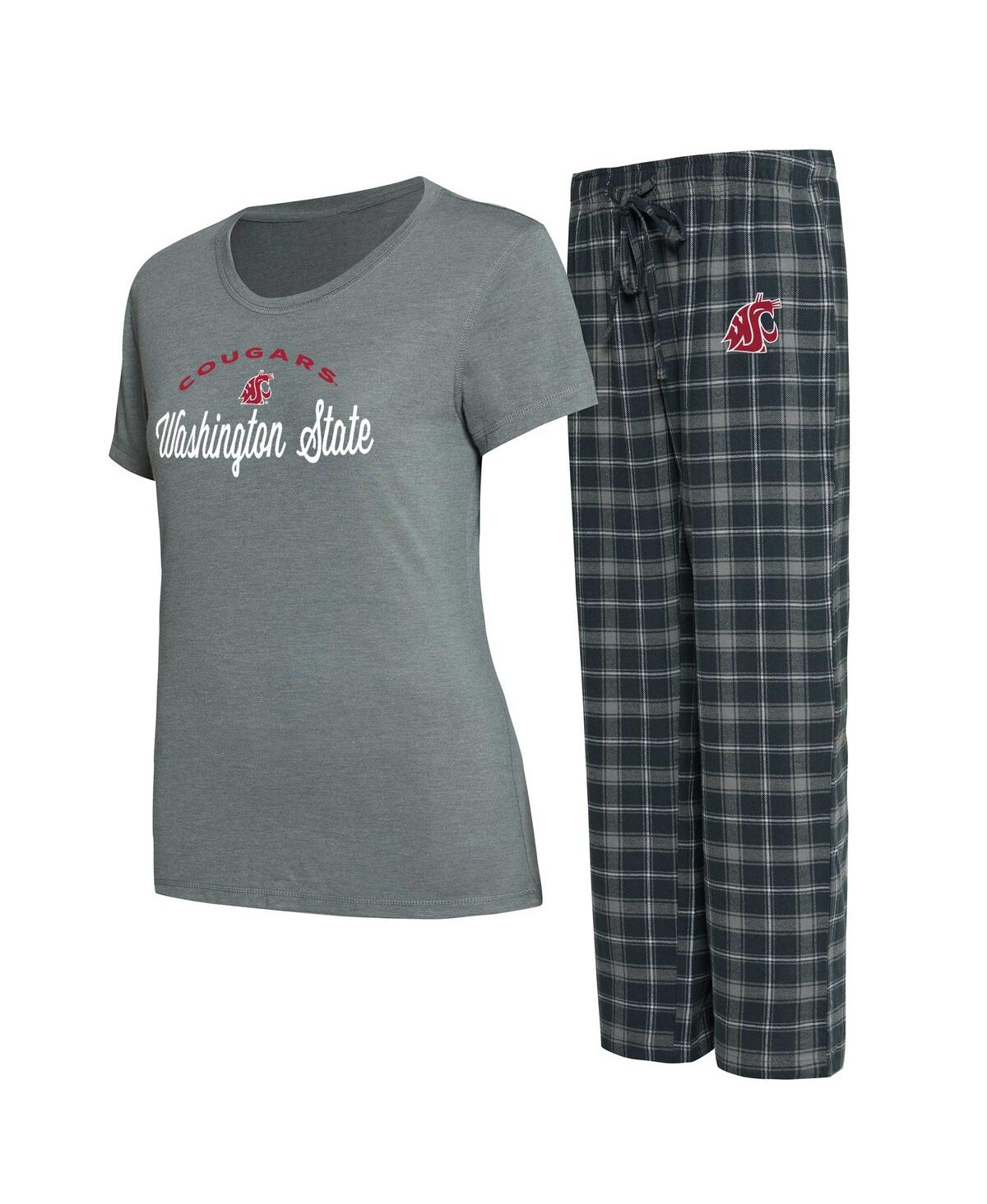 Women's Concepts Sport Charcoal, Gray Washington State Cougars Arctic T-shirt and Flannel Pants Sleep Set - Charcoal, Gray