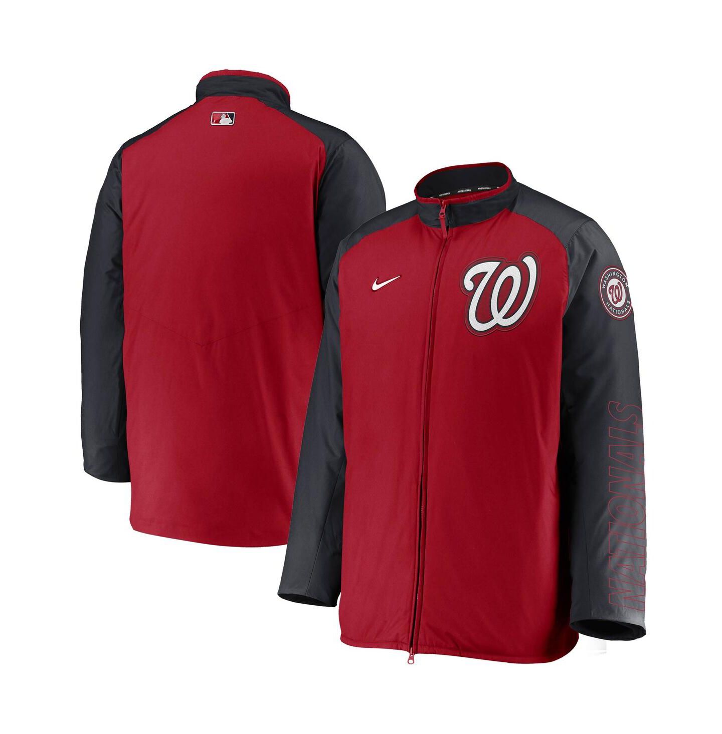 Мужская куртка Nike Red, Navy Washington Nationals Authentic Collection Dugout Full-Zip — фото 1
