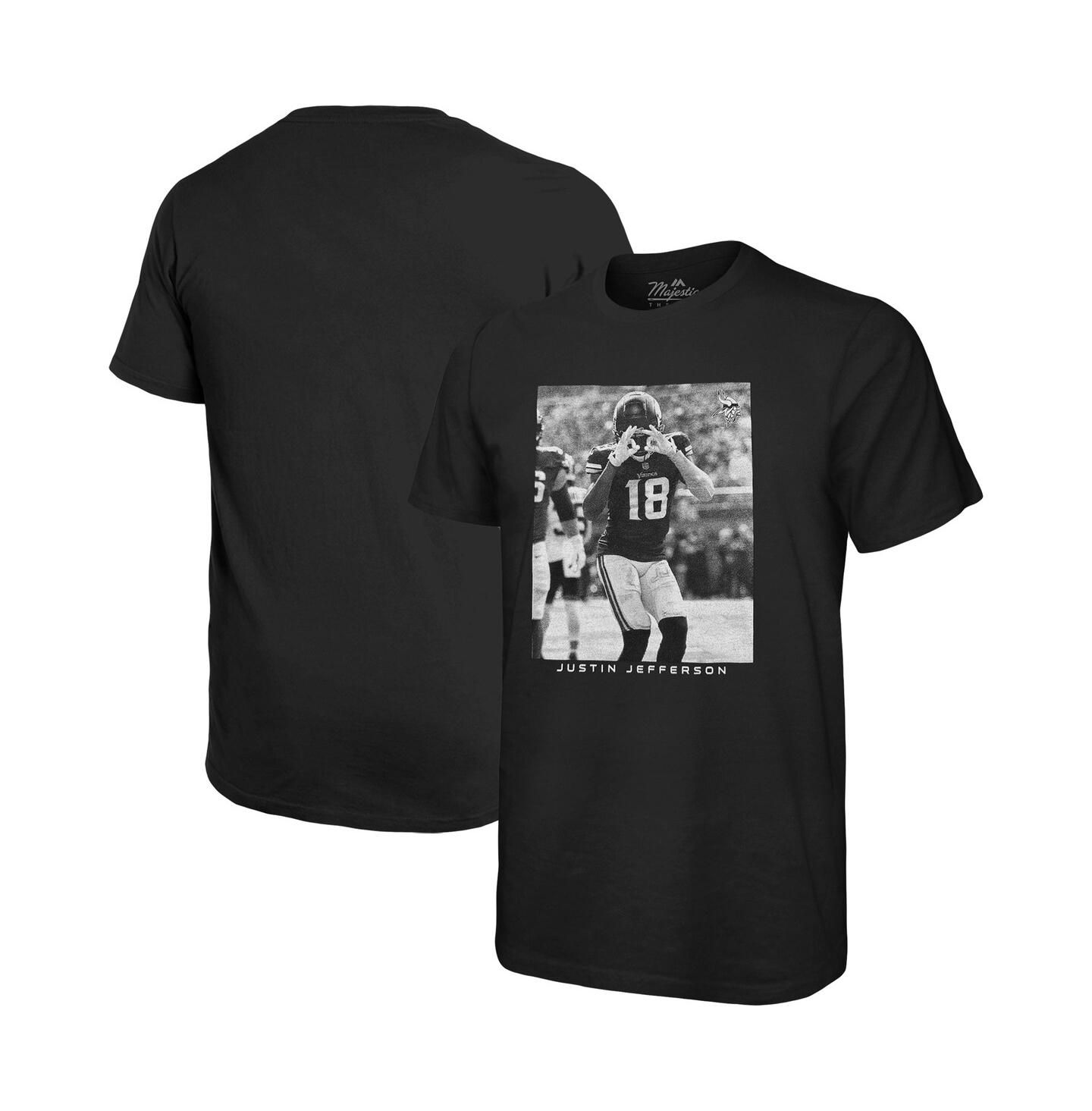 Мужская футболка Majestic Threads Justin Jefferson Black Minnesota Vikings Oversized Player Image — фото 1