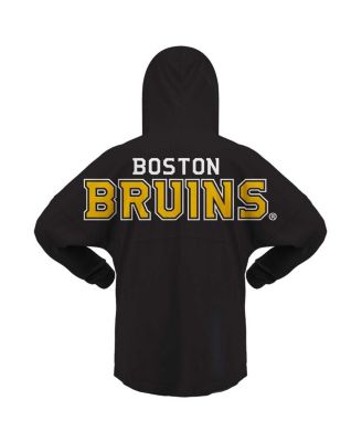 Women's Black Boston Bruins Jersey Lace-Up V-Neck Long Sleeve Hoodie T-shirt