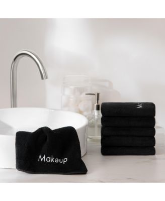 Makeup Remover Fingertip Towels (Pack of 6), Soft Coral Fleece Microfiber Washcloths for Make Up, Embroidered, 11 x 17 in.