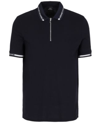 A|X Armani Exchange - Men's Cotton Zip-Placket Logo Polo Shirt