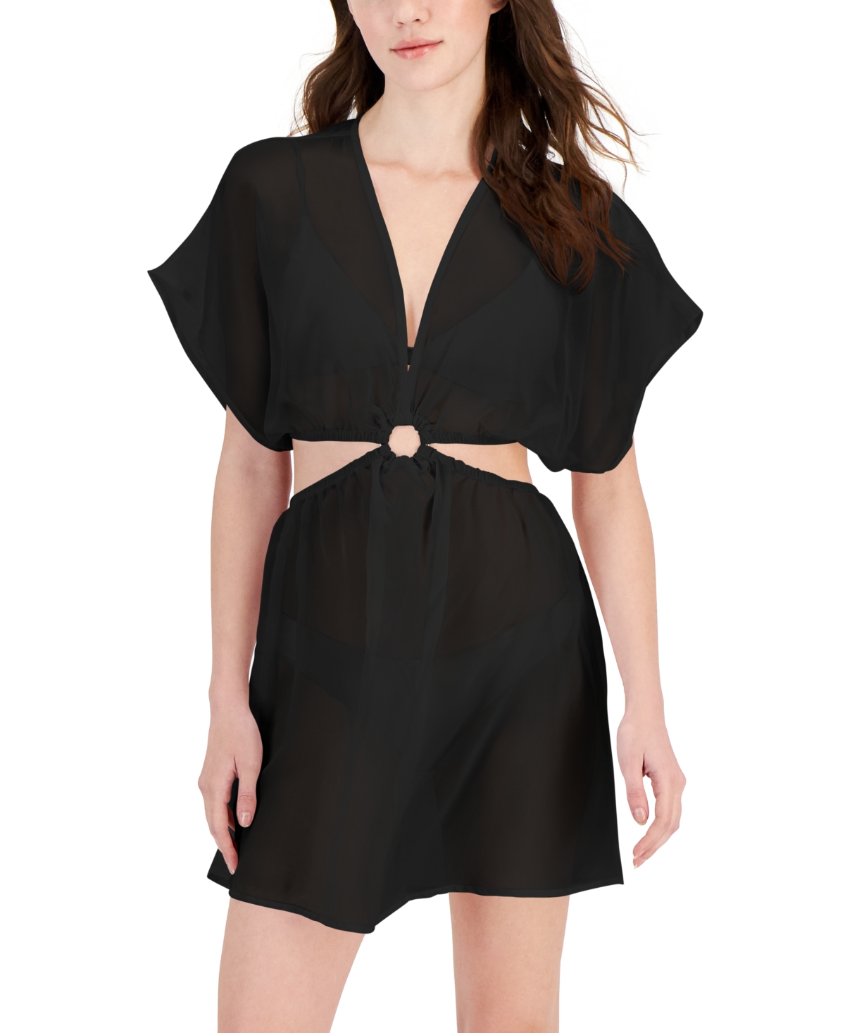 Women's Cut-Out Dolman Sleeve Cover-Up, Created for Macy's - Black