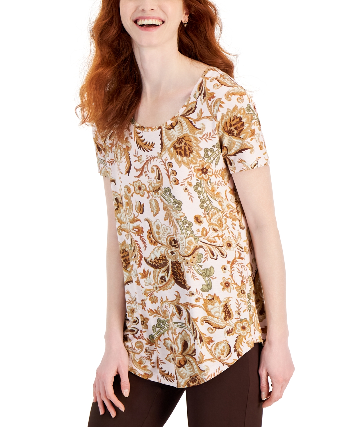 Jm Collection Petite Blooming Bounty Paisley Top, Created For Macy's In Lilac Sky Combo