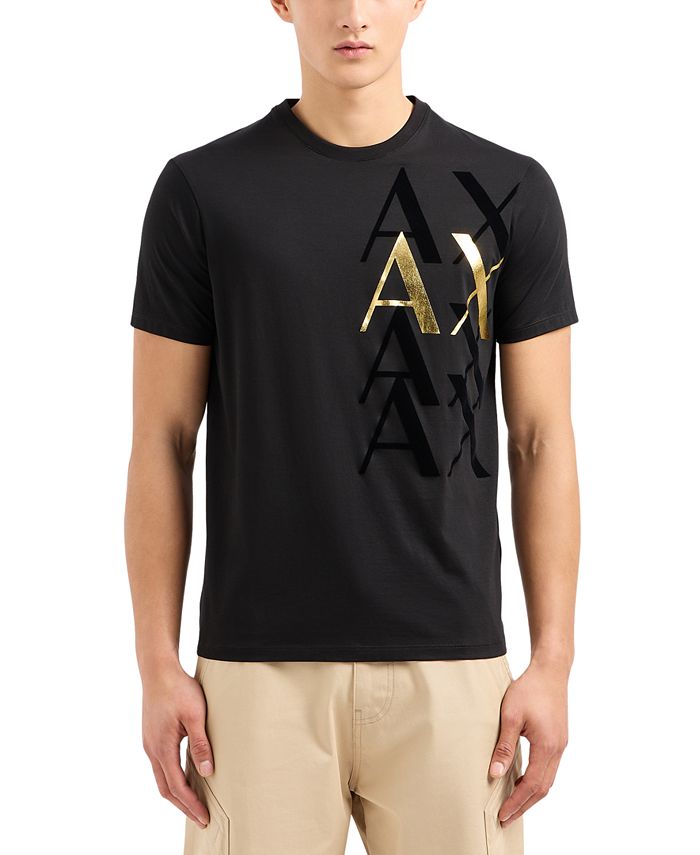 A, X ARMANI EXCHANGE mens Classic Crew Logo T-shirt T Shirt, Black, X-Small  US