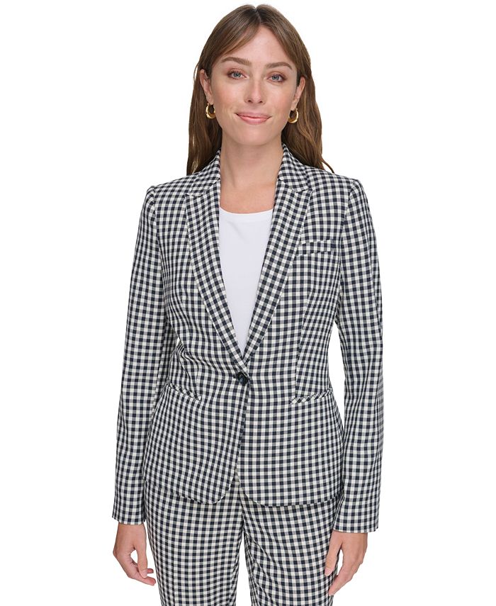 Tommy Hilfiger Women s Gingham One Button Blazer Macy s
