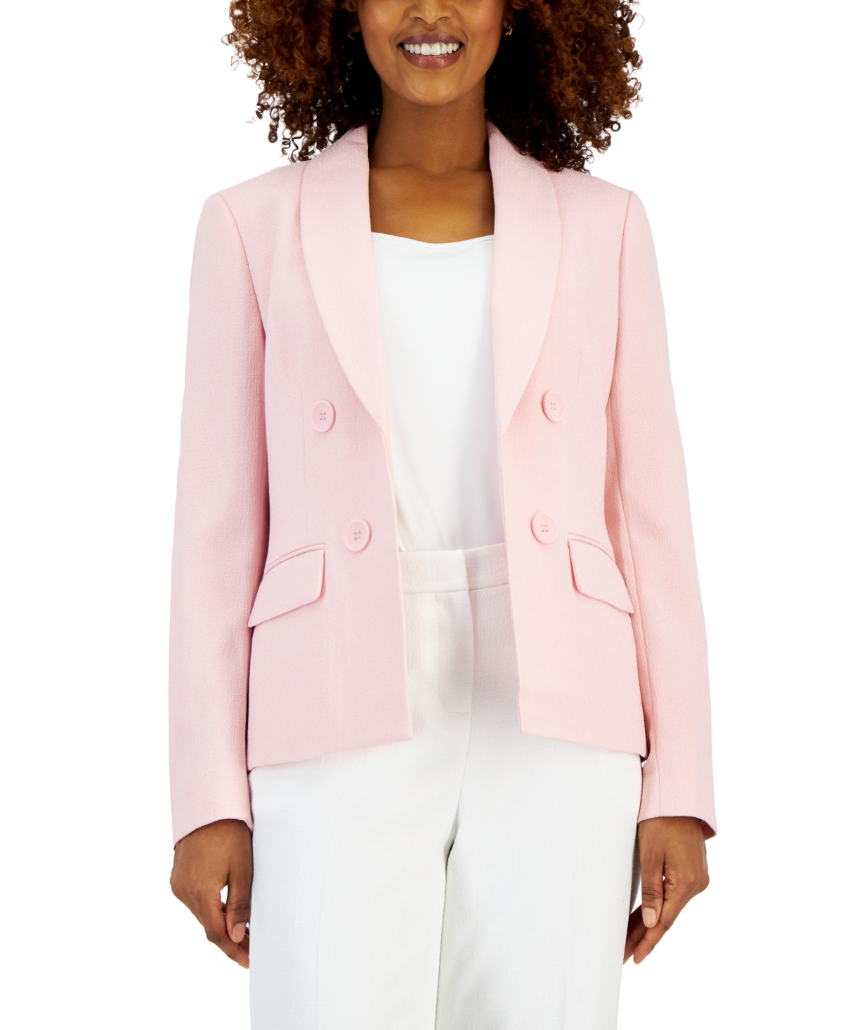 Shop Kasper Women's Tweed Shawl-collar Blazer In Tutu Pink