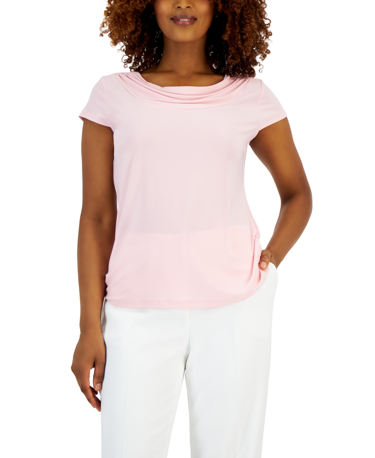 Petite Cowl-Neck Top - Pink Perfection