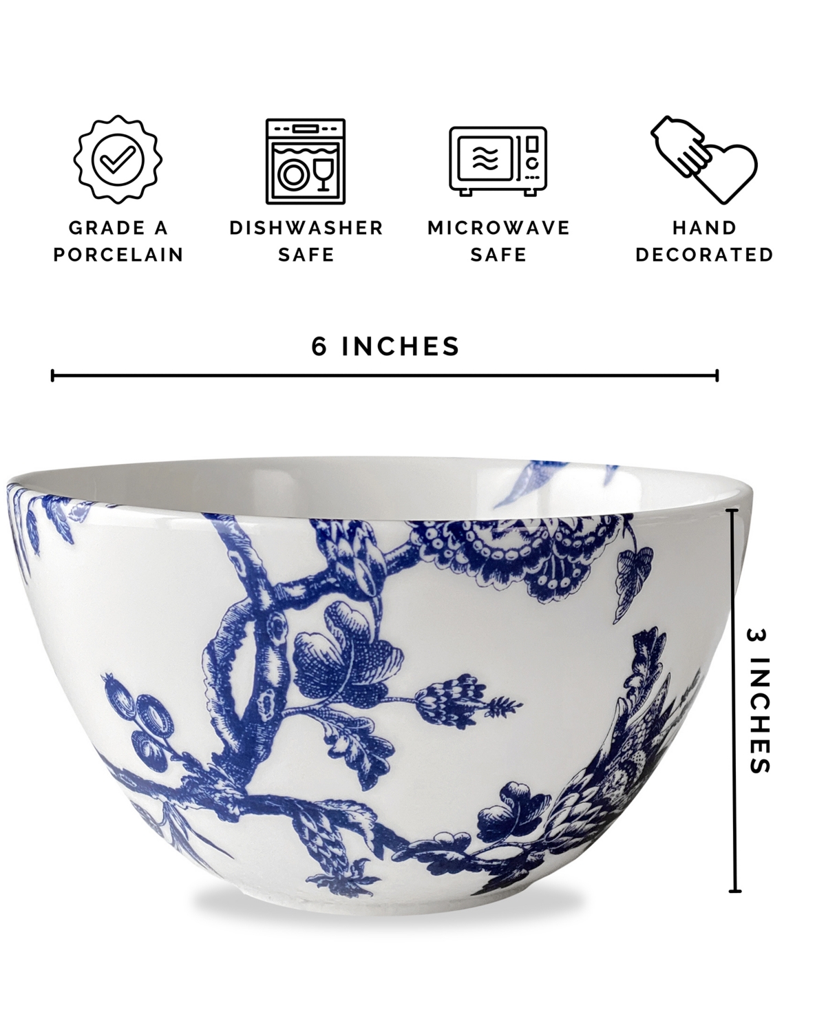 Caskata Arcadia Tall Cereal Bowl, Set Of 4 In Blue On White