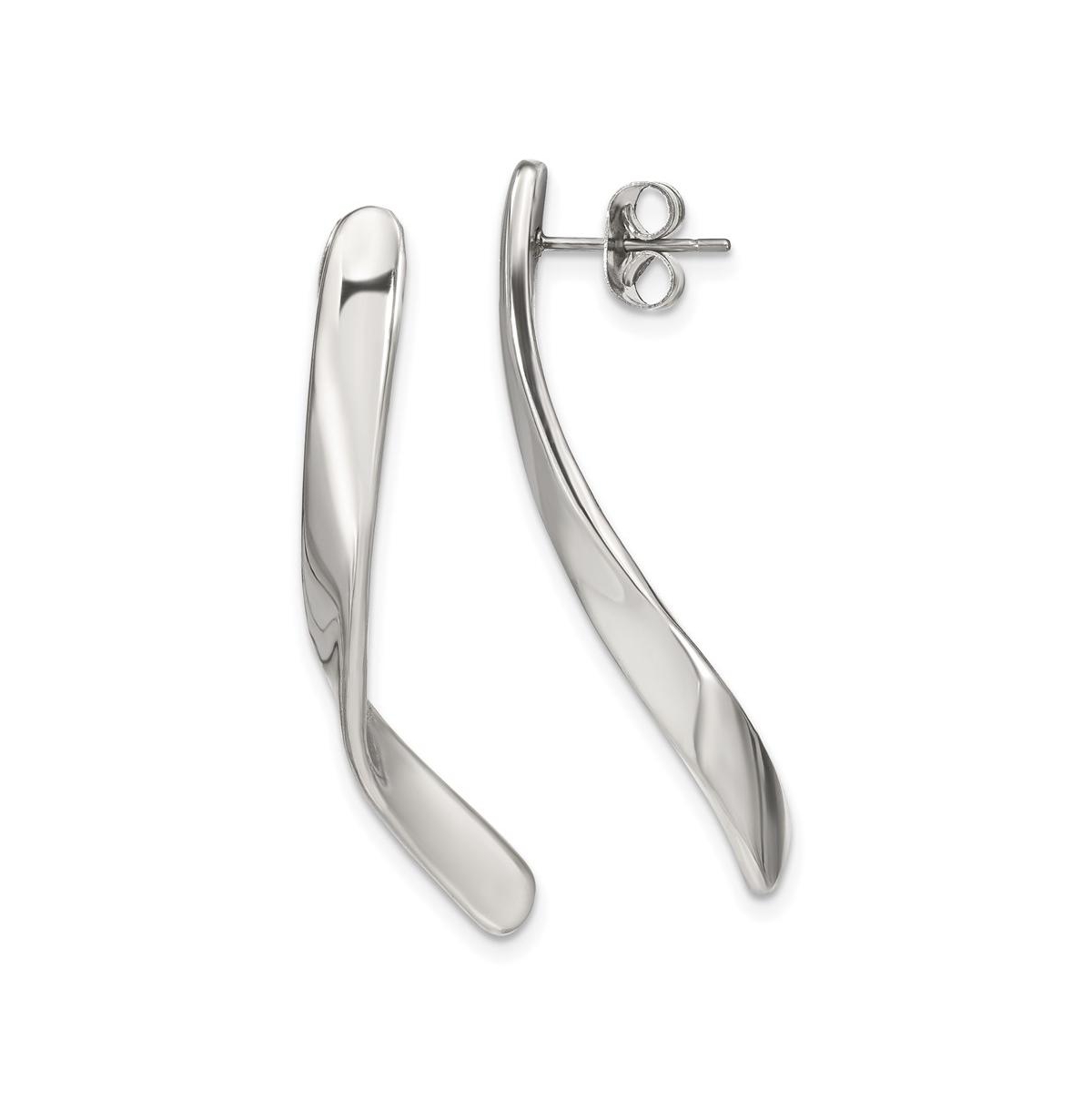 Stainless Steel Polished Twisted Earrings - Silver