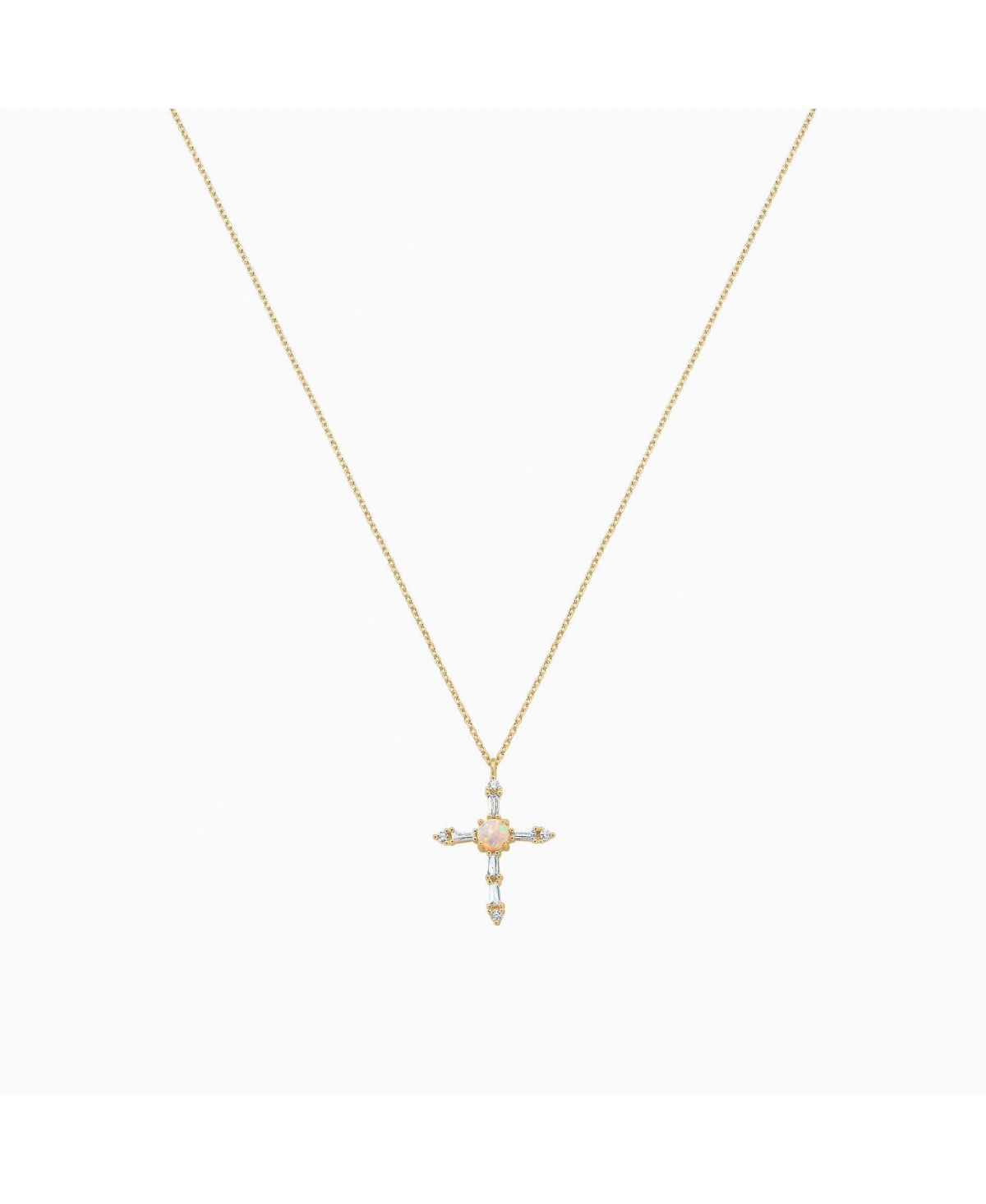 Opal Cross Necklace - Yellow gold