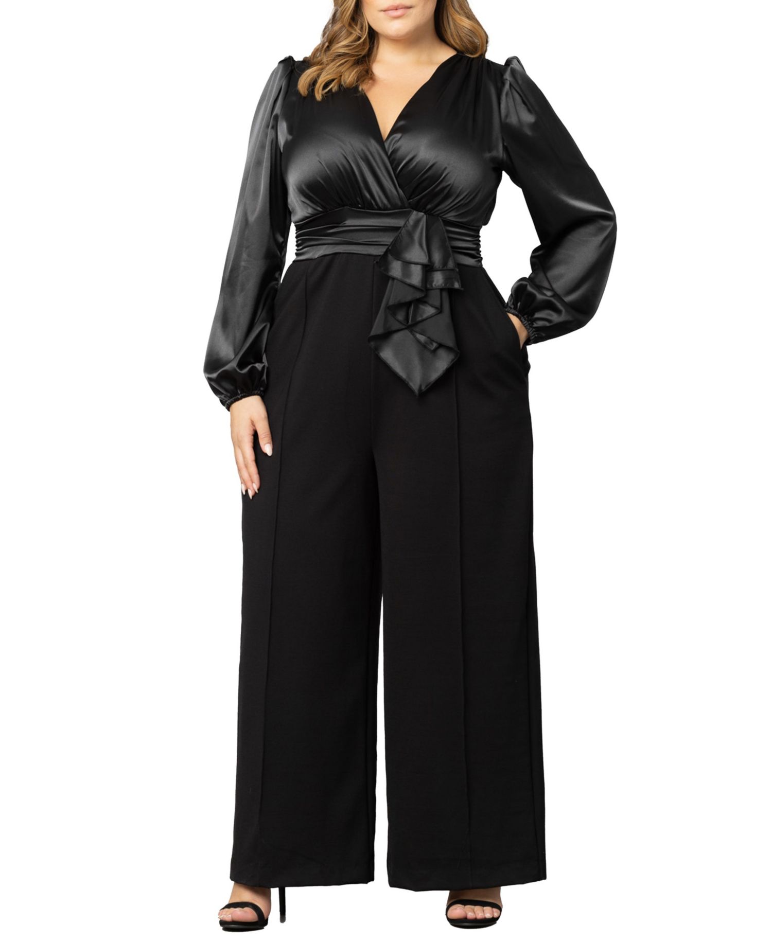 Plus Size Refined Satin Wide Leg Jumpsuit