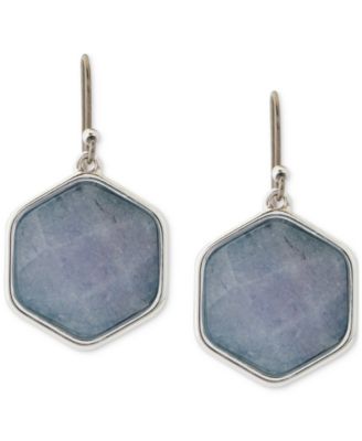 Lucky Brand - Silver-Tone Stone Hexagon Drop Earrings