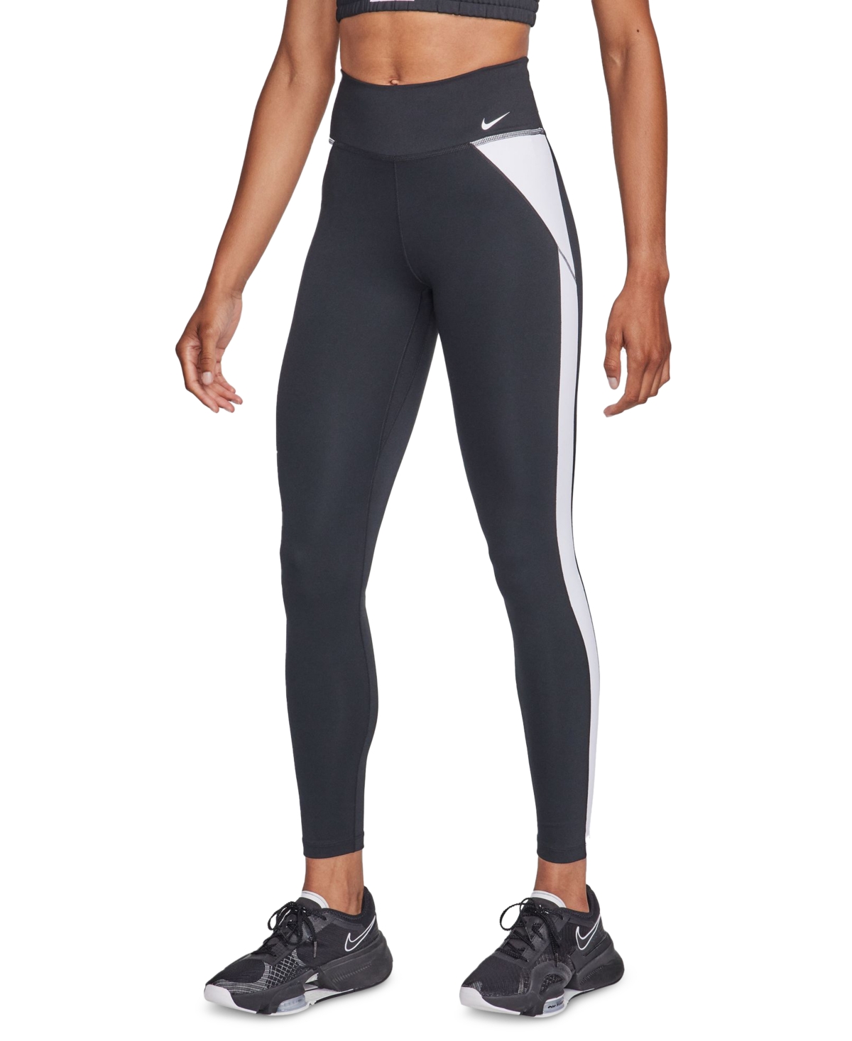 Shop Nike Women's One Mid-rise Full-length Leggings In Black,white