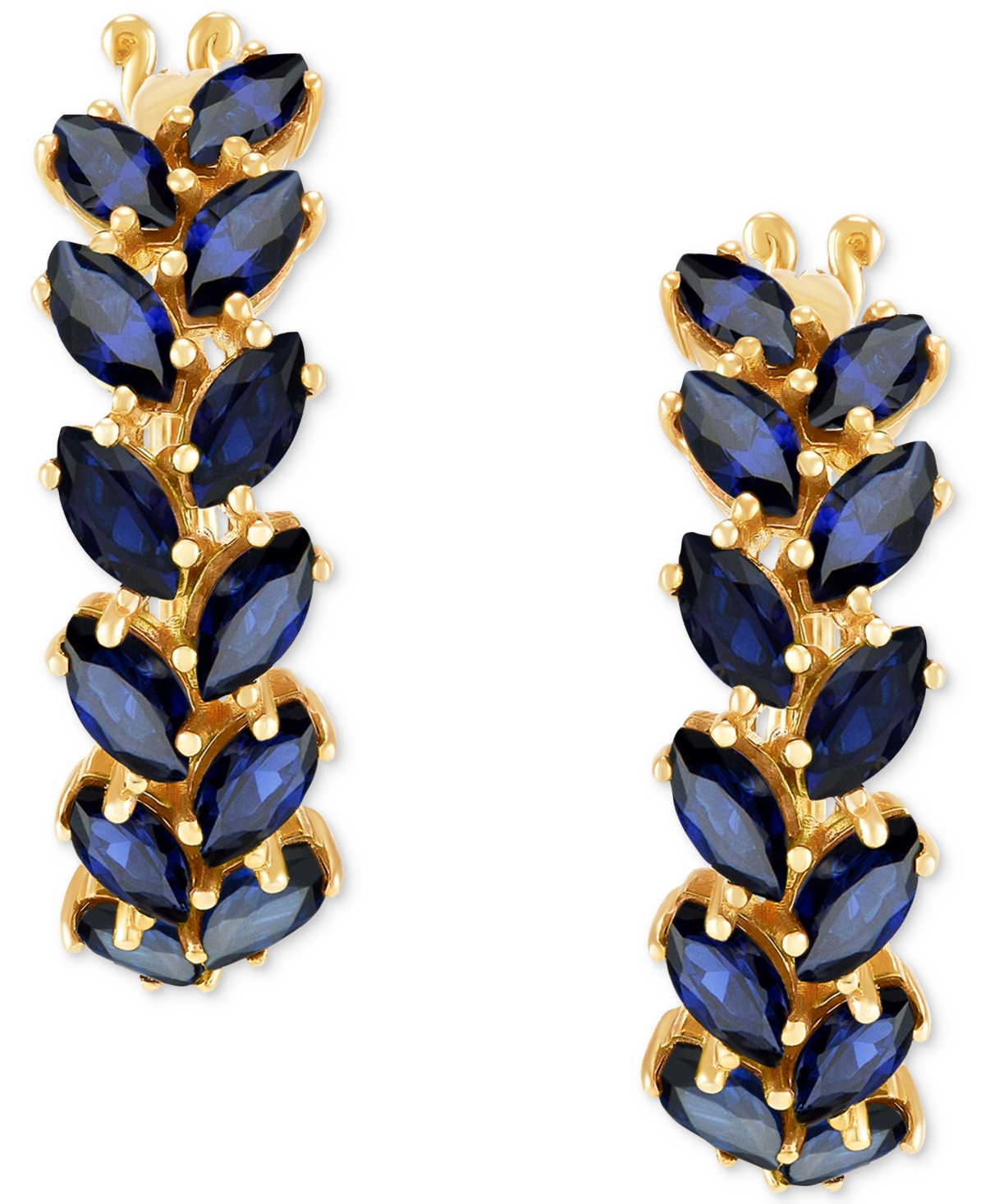 Emerald Marquise-Cut Leaf Design Small Hoop Earrings (4 ct. t.w.) in 14k Gold, (Also in Ruby & - Sapphire